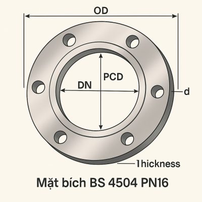 bảng kích thước mặt bích BS4540