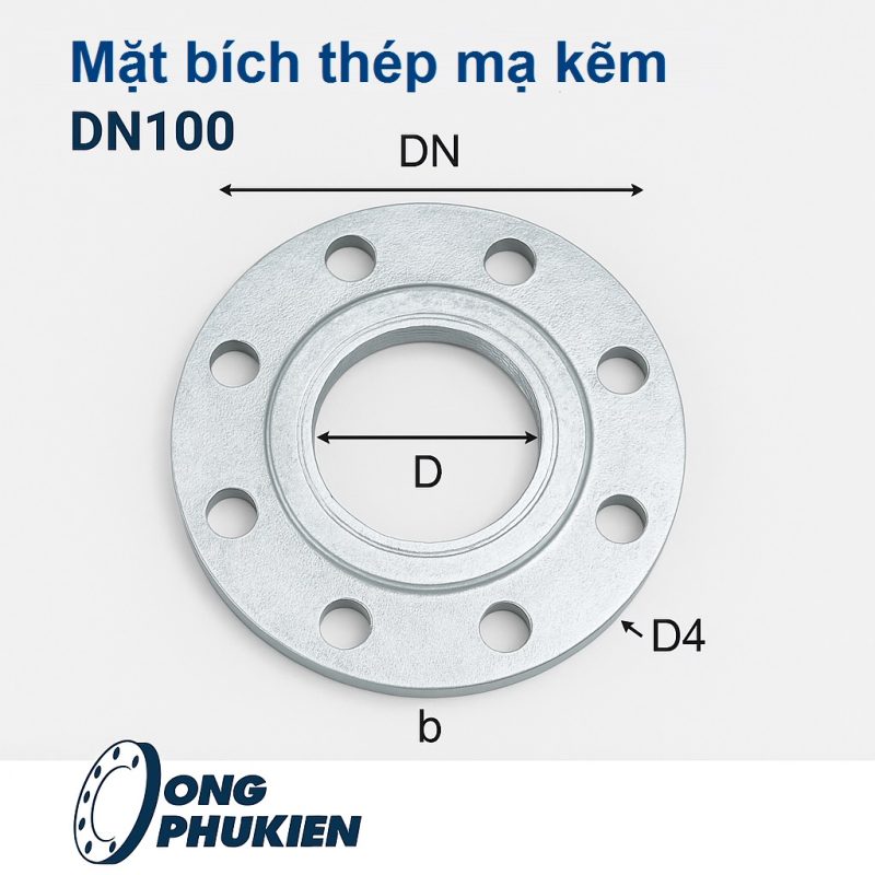 mặt bích thép mạ kẽm DN100