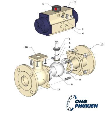 cáu tạo van bi vi sinh khí nén