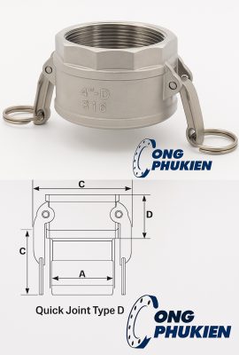 kích thước khớp nối nhanh kiểu D