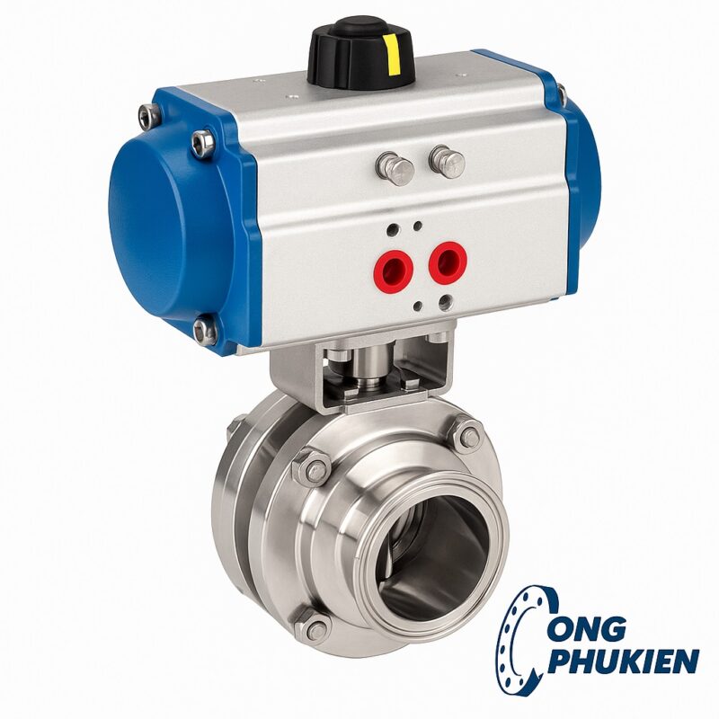 Van bướm vi sinh khí nén tác động kép
