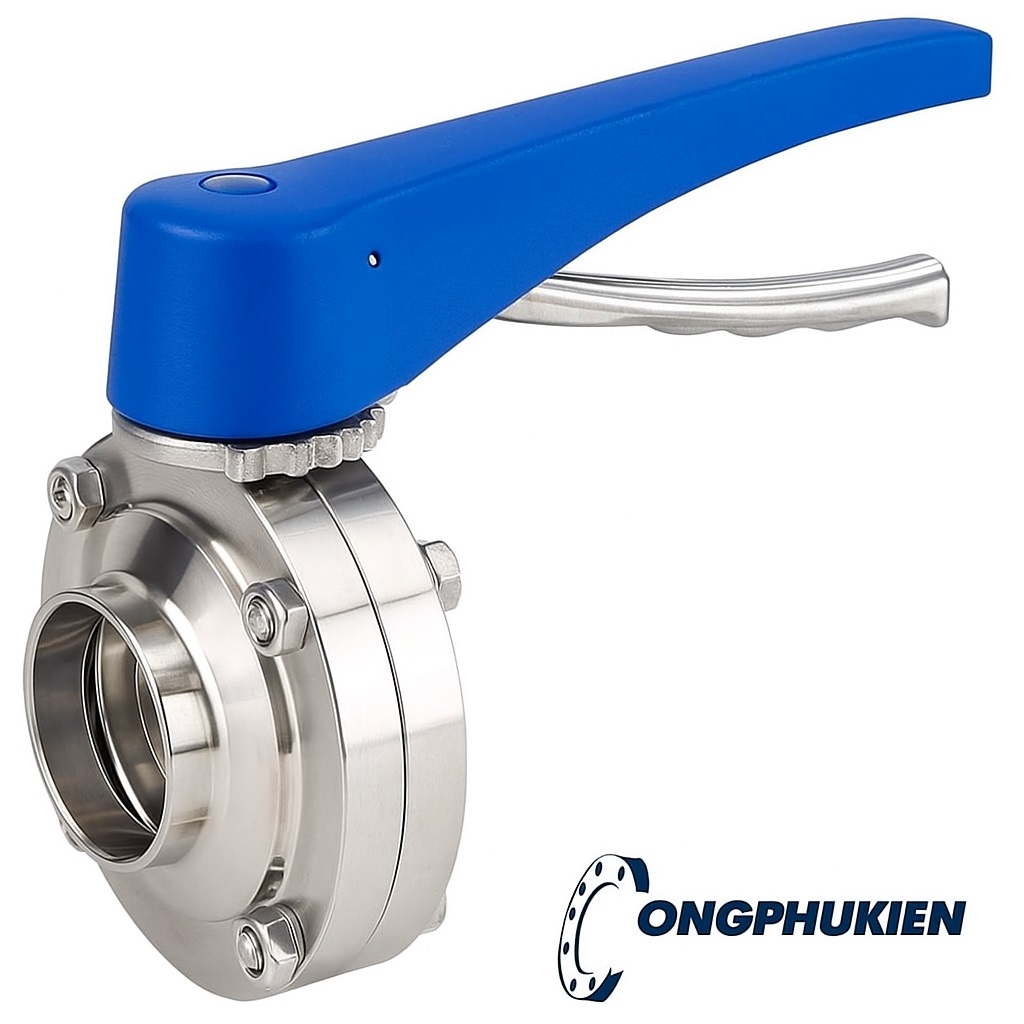 van-buom-vi-sinh-tay-kep-inox-03 van bướm vi sinh tay kẹp