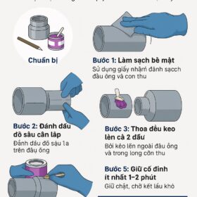 Cách dán keo côn thu uPVC đúng kỹ thuật